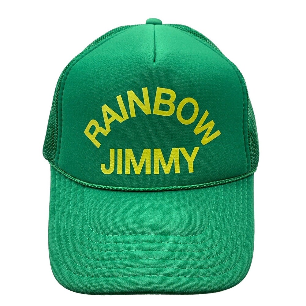 Rainbow Jimmy Green Foam Trucker Hat Mens Yellow Graphic Snapback